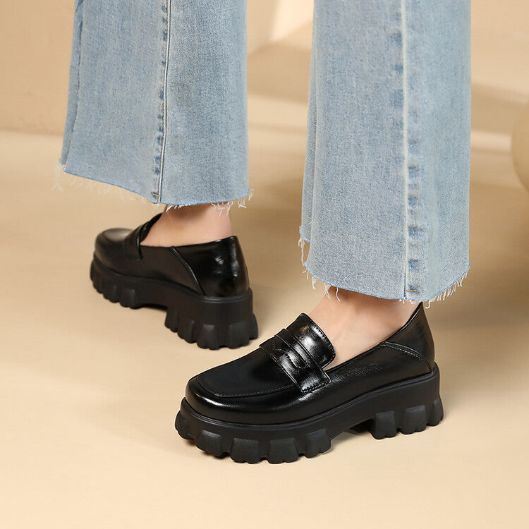 Women's Round Toe Platform Slip-On Loafers