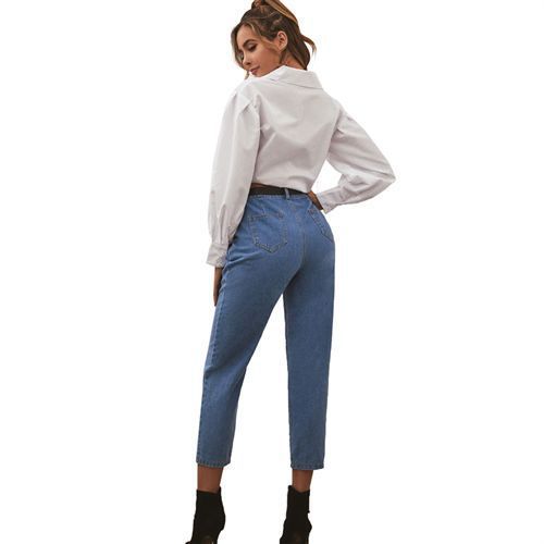 Fashion All-matched High Waist Denim Long Women Jeans