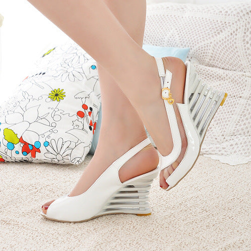 Peep Toe Slingbacks Women Sandals Wedge Heels Shoes for Summer 4192