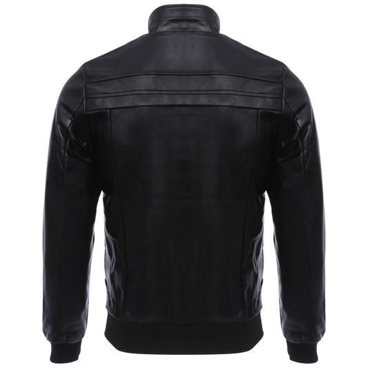 Men's Stylish Zipper Design Stand Collar Warm Slim Fit Leather Coat