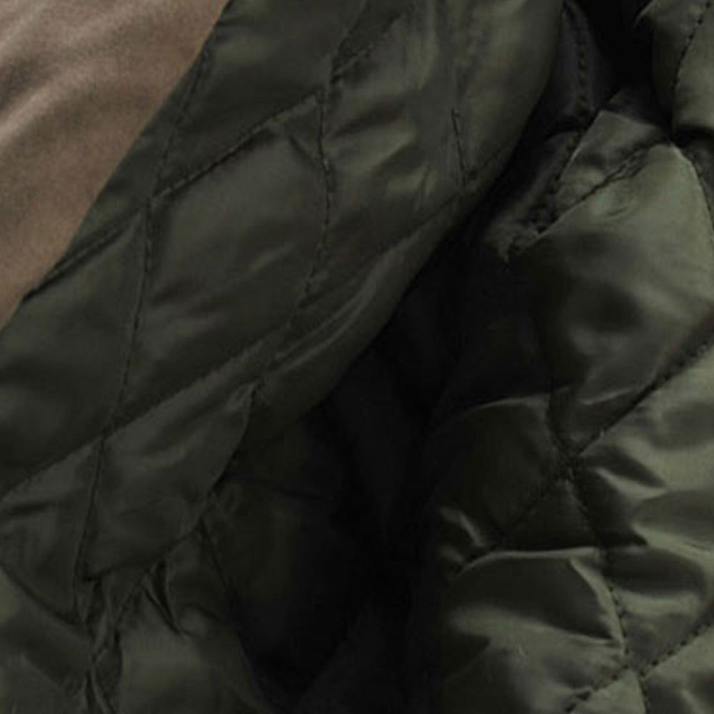 Men's Hooded Double Zip Up Padded Parka Warm Coat
