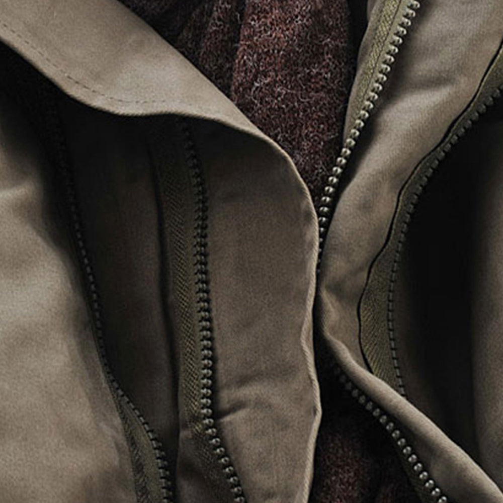 Men's Hooded Double Zip Up Padded Parka Warm Coat