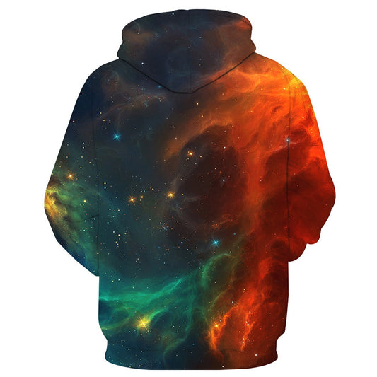 Men's 3D Ombre Galaxy Print Pullover Drawstring Hoodie