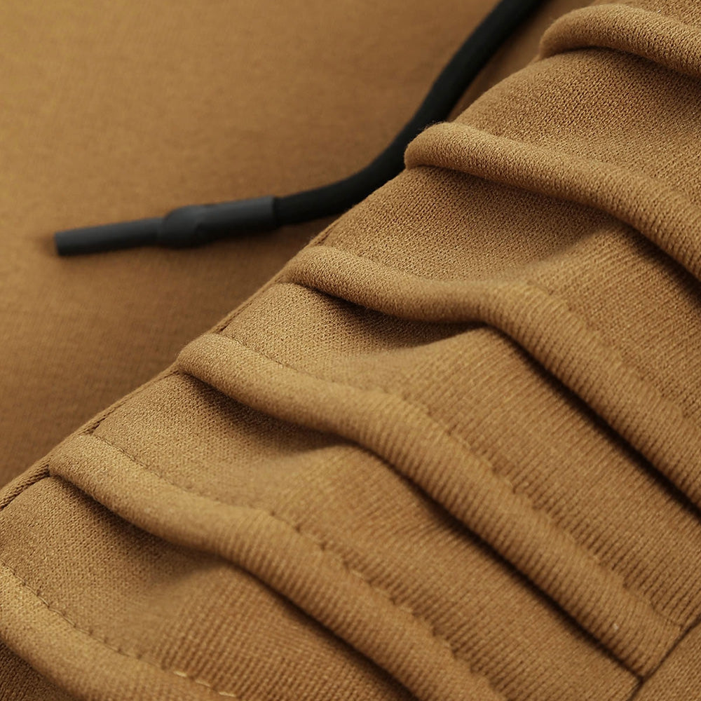 Men's Solid Color Pleated Long Sleeve s Fleece Hoodie