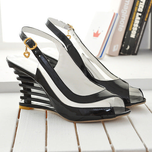 Peep Toe Slingbacks Women Sandals Wedge Heels Shoes for Summer 4192
