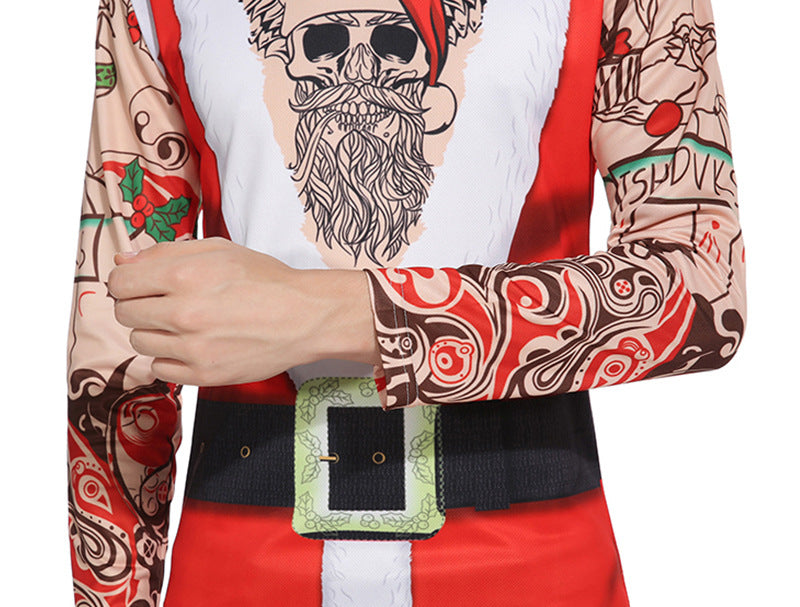 Men's Christmas Santa Claus Round Neck Long Sleeve T-shirt