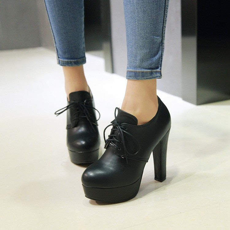 Women's Lace Up High Heels Platform Shoes