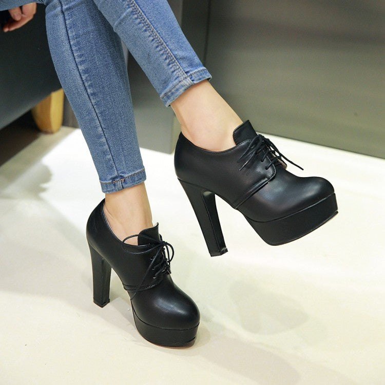 Women's Lace Up High Heels Platform Shoes