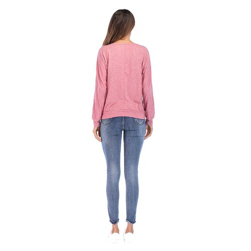 Pleated Button-down Casual Wear Spring Loose-fitting Women Sweatshirt