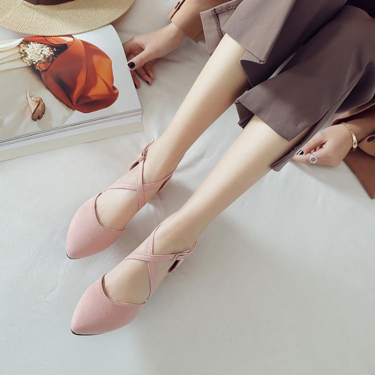 Women Pointed Toe Straps Low Heels Sandals Shoes MF3352