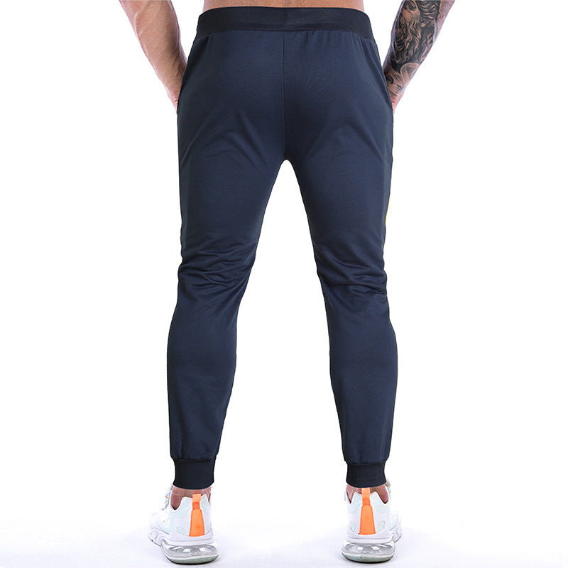 Men's Casual Elastic Band Patchwork Zipper Design Long Sports Pants
