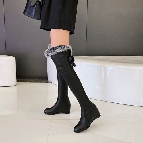 Women Platform Wedges Heels Tall Boots