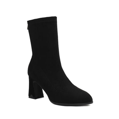 Women's Pointed Toe Block Heel Short Boots