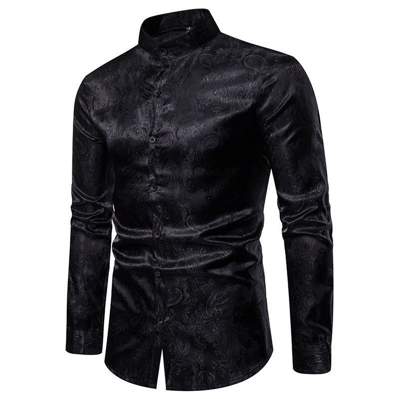 Men Embroidery Turtleneck Long Sleeves Shirt