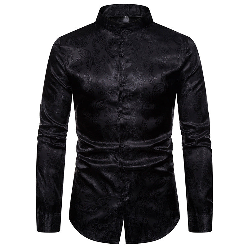 Men Embroidery Turtleneck Long Sleeves Shirt