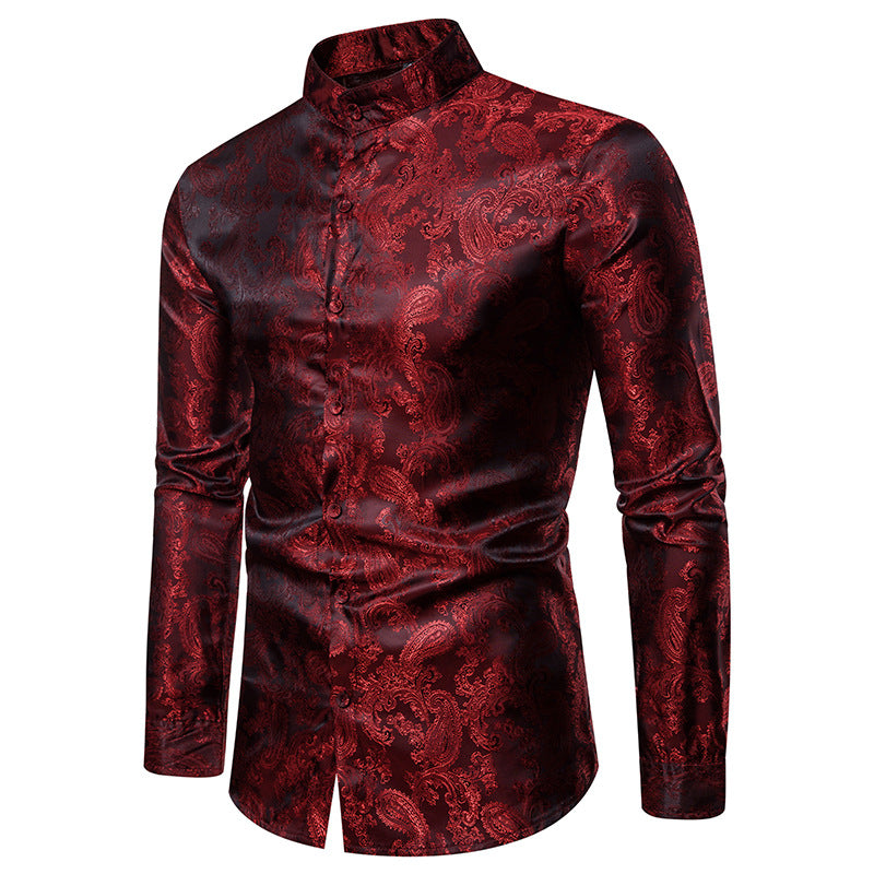 Men Embroidery Turtleneck Long Sleeves Shirt