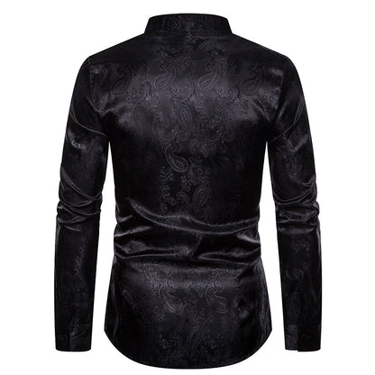 Men Embroidery Turtleneck Long Sleeves Shirt