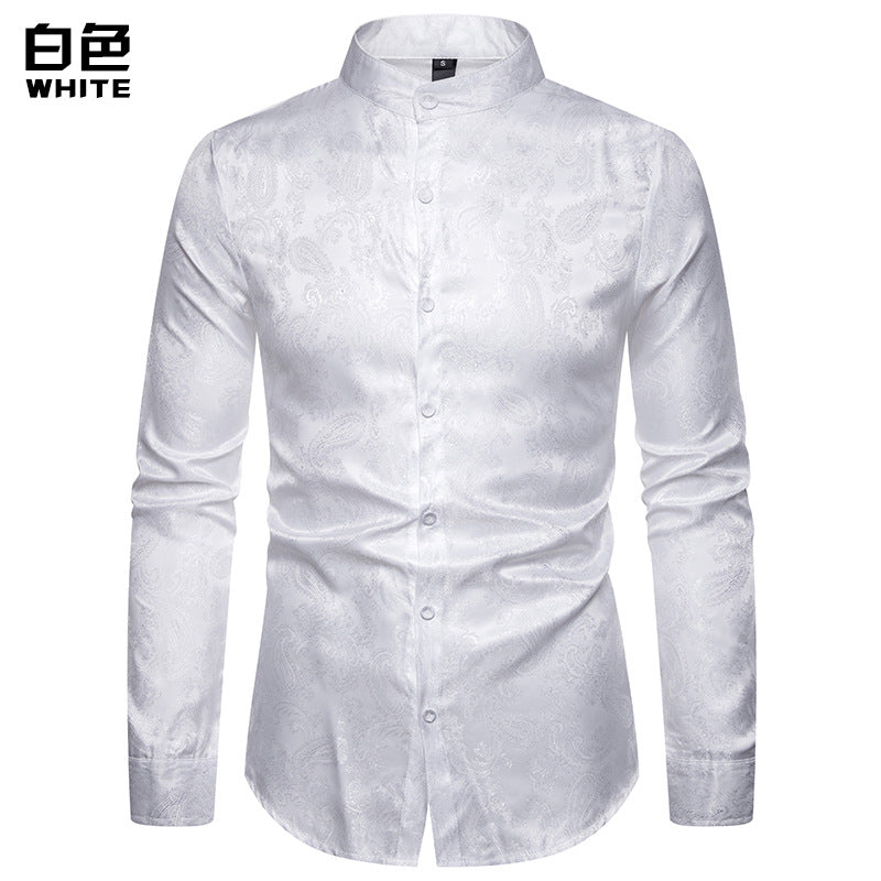 Men Embroidery Turtleneck Long Sleeves Shirt