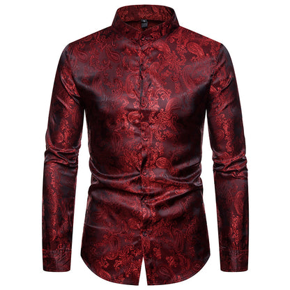 Men Embroidery Turtleneck Long Sleeves Shirt