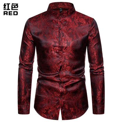 Men Embroidery Turtleneck Long Sleeves Shirt