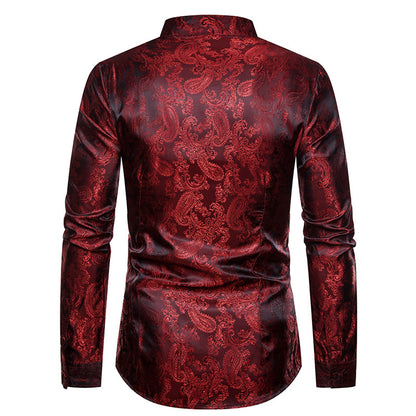 Men Embroidery Turtleneck Long Sleeves Shirt