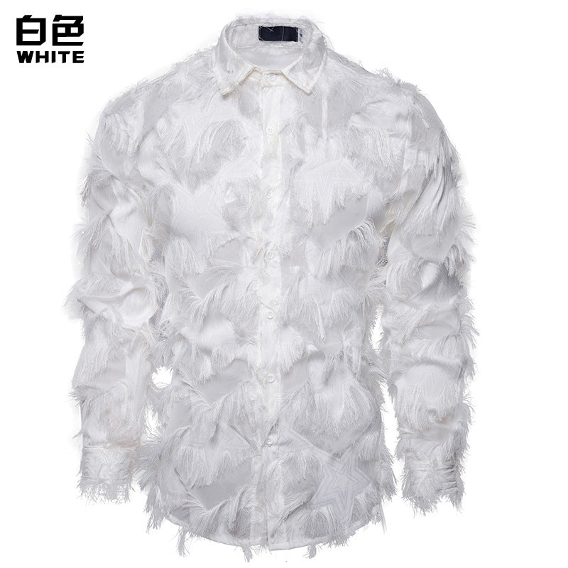 Men Turnover Collar Long Sleeves Shirt