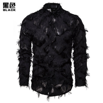 Men Turnover Collar Long Sleeves Shirt