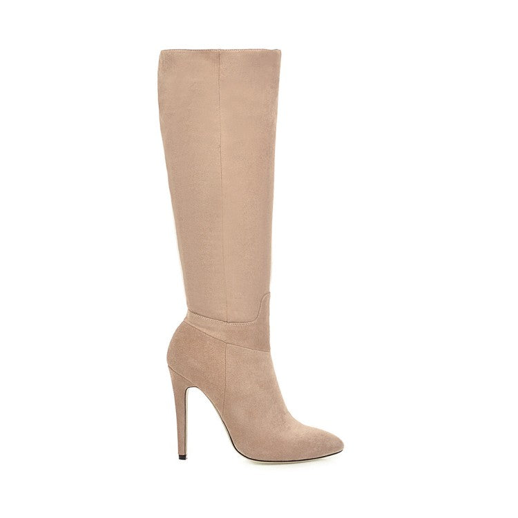 Women's Pointed Toe Side Zippers Stiletto Heel Knee-High Boots