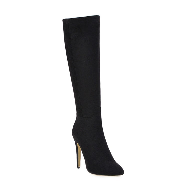 Women's Pointed Toe Side Zippers Stiletto Heel Knee-High Boots