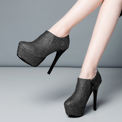 Women's Sequins Stiletto Heel Platform Ankle Boots