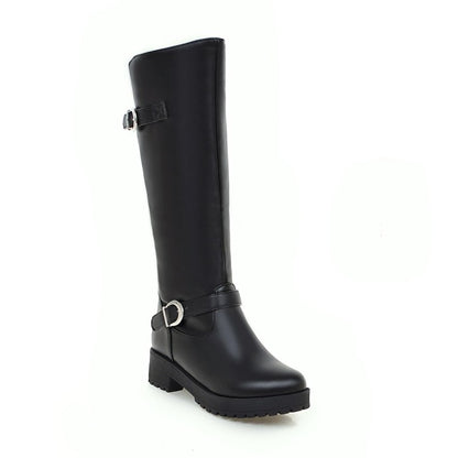 Women's Buckles Belts Mid Calf Boots