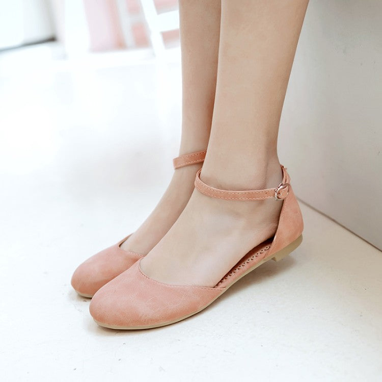 Women's Round Toe Ankle Strap Flat Sandals