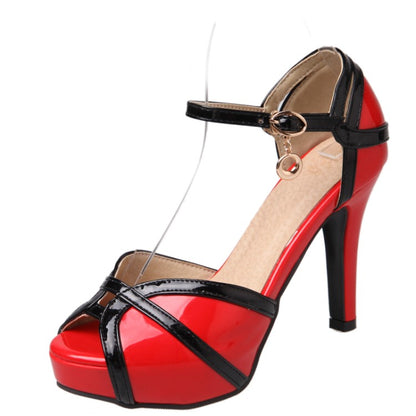 Women's Color Block Ankle Strap Stiletto High Heel Platform Sandals