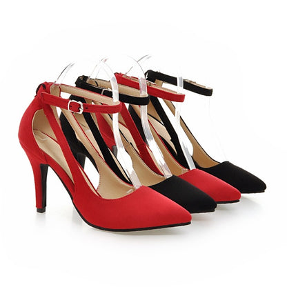 Women's Pointed Toe Hollow Out Ankle Strap Stiletto High Heel Sandals