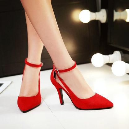 Women's Pointed Toe Hollow Out Ankle Strap Stiletto High Heel Sandals