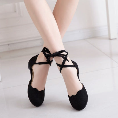 Women's Round Toe Crossed Strap Flat Sandals