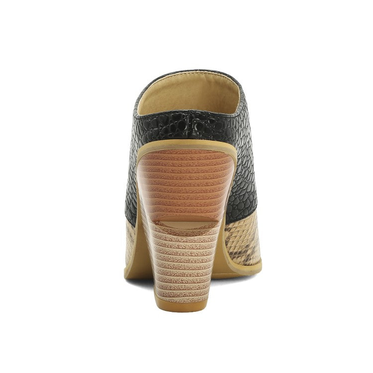 Women's Bicolor Cone Heel Slides Sandals