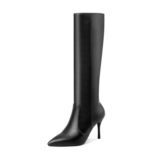 Women's Pointed Toe Side Zippers Stiletto Heel Tall Boots