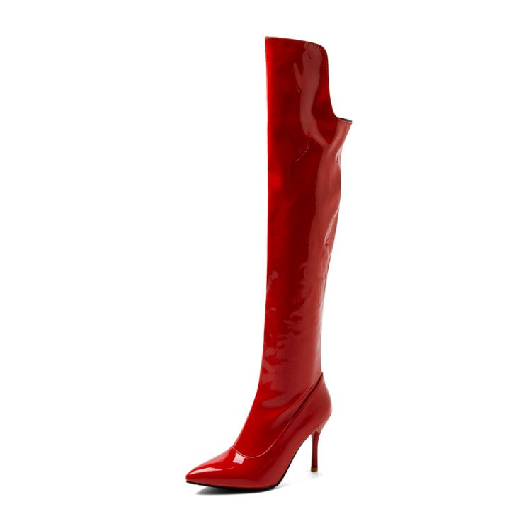 Women's Pointed Toe Side Zippers Stiletto Heel Over the Knee Boots