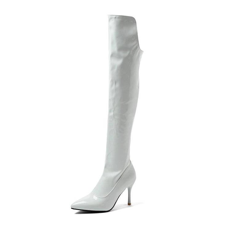 Women's Pointed Toe Side Zippers Stiletto Heel Over the Knee Boots