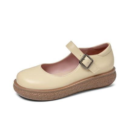 Women's Round Toe Mary Janes Platform Flats