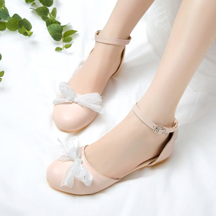 Women's Lace Knot Ankle Strap Flat Sandals