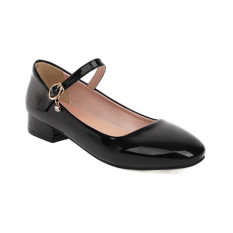 Square Toe Mary Janes Low Heels Women's Pumps
