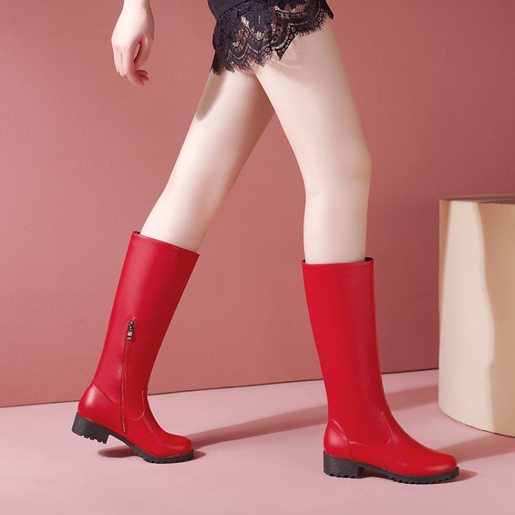 Women's Side Zippers Mid Calf Boots