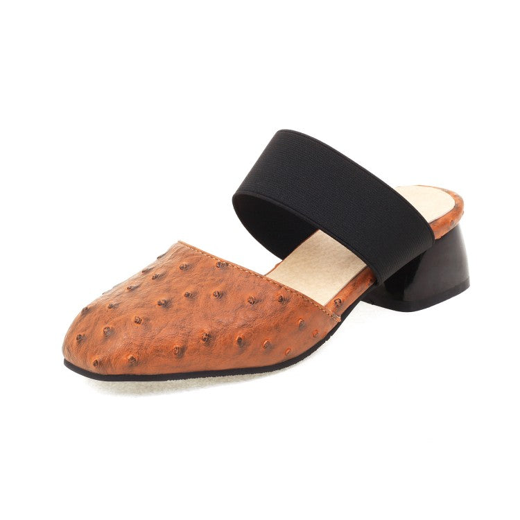 Women's Ethnic Stretch Block Chunky Heel Slides