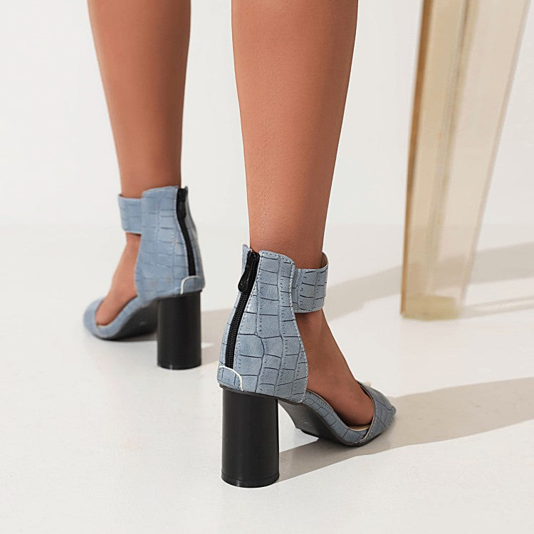 Women's Roman Square Toe Ankle Strap Block Chunky Heel Gladiator Sandals