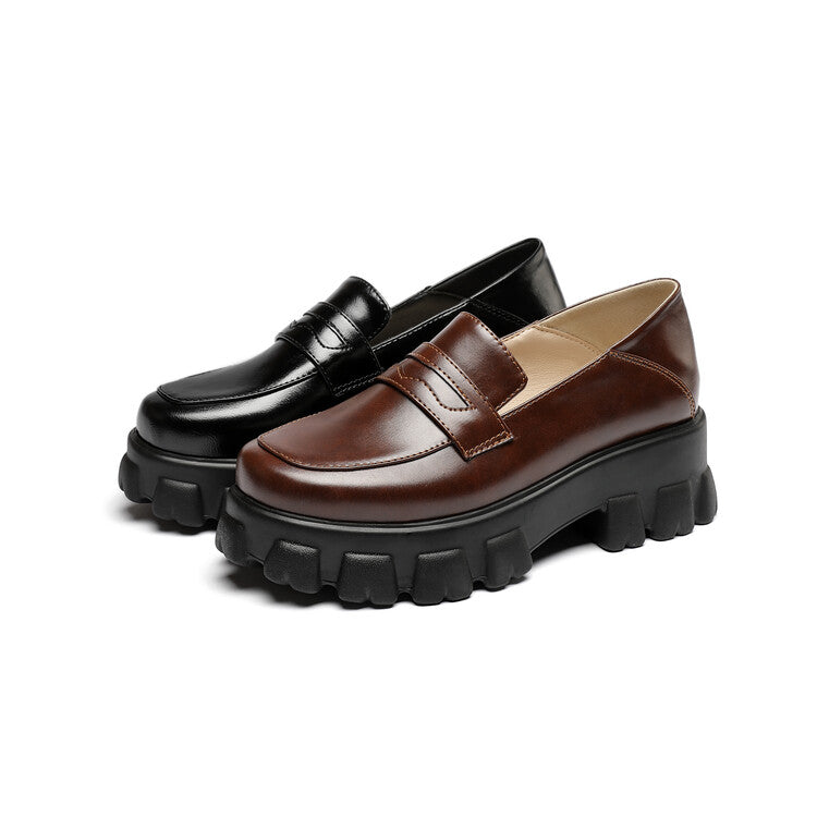 Women's Round Toe Platform Slip-On Loafers