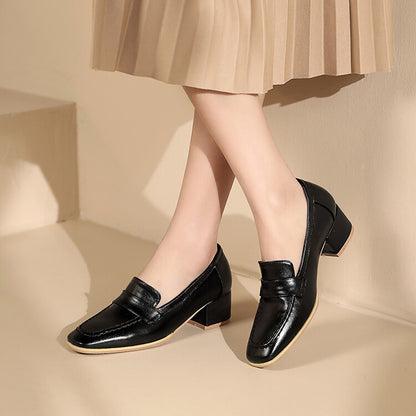 Women's Shallow Block Heel Slip-On Loafers