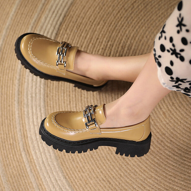 Women's Round Toe Platform Loafers