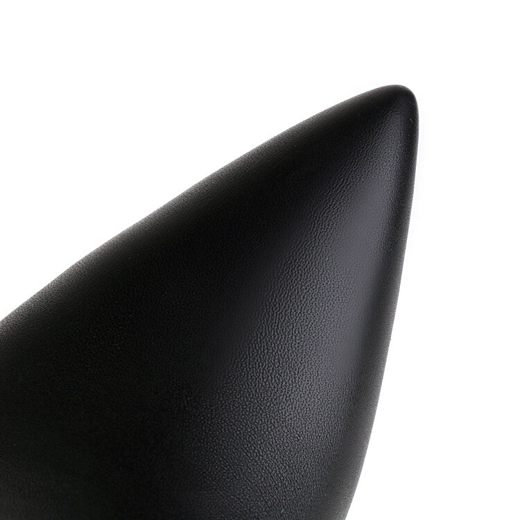 Women's Pu Leather Pointed Toe Spool Heel Platform Knee High Boots